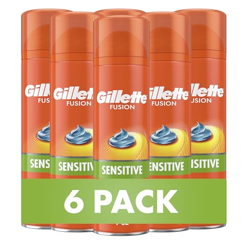 Gillette Fusion5 Ultra Sensitive Shave Gel 7oz Pack of 6 for Gentle, Close Shaves