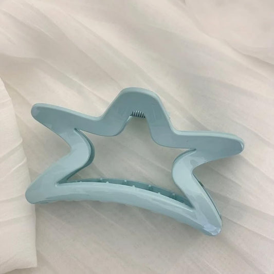 Generic Star Shape Hair Claw Clip, Sky Blue, Large, Hair Grab, Everyday Hair, Jaw Clamp, Ponytail Hair, Catch, Long Short Curly Straight Hair, Barrette, Headwear Accessory