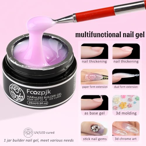Fcozpjk Builder Gel for Nails 4Colors Thickening Nail Clear Milky