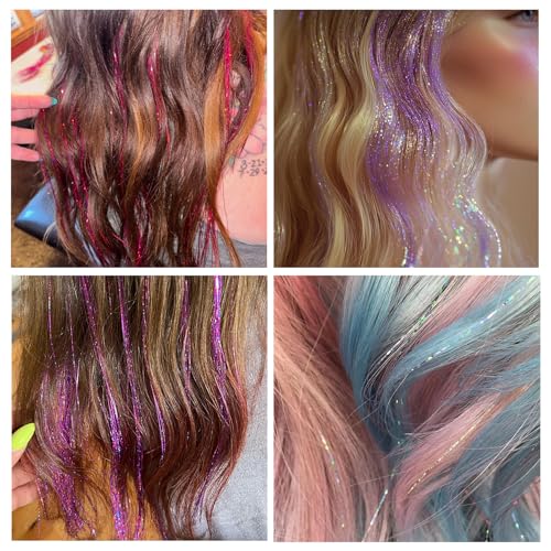 Fairy Hair Tinsel Extensions Kit - 18 Colors, 48 Inches, 8000 Strands