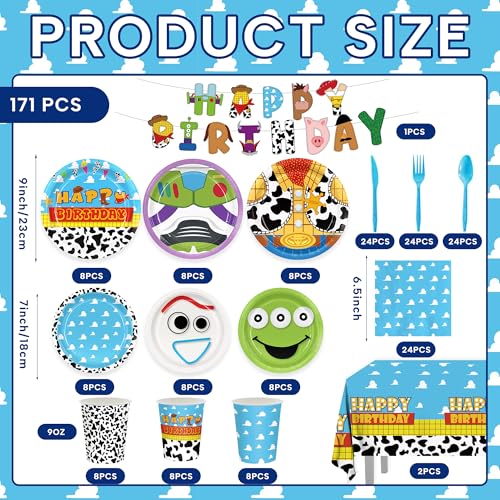 171-Piece Toy Birthday Party Supplies Set for 24 Guests