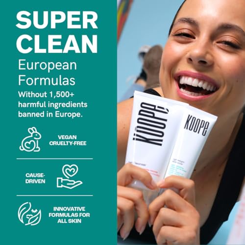 Koope Gel Face Wash, Cleanser For All Skin Types, Gentle, Soap-Free, pH Balanced, Makeup Remover with Oat Amino Acids, Cucumber, Kiwi & Aloe, Free of Parabens, Sulphates & Fragrances, Vegan, 5.0 FL OZ