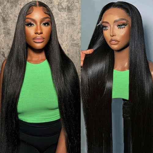 Lace Front Wigs Human Hair Straight HD Lace Front Wigs Pre Plucked with Baby Hair 200 Density 13x4 Frontal Wigs Straight Wigs Human Hair Glueless Wigs for Women 24 Inch