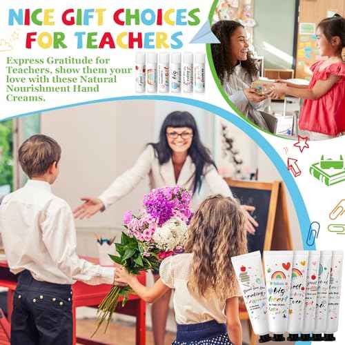 48 Set Appreciation Teacher Gifts Bulk Lip Balm Hand Cream Thank You Gift with Cards Organza Bags Travel Size Moisturizing Hand Lotion for Back to School Appreciation Teacher Gifts