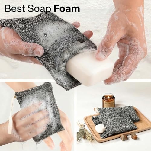 Yiclick Soap Bag 2 Pack - Gray Exfoliating Mesh Pouch for Shower & Travel