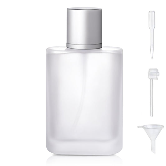 Yerpkefey 100ml/3.4 Oz Frosted Glass Spray Bottle Perfume Atomizer,Refillable Perfume Spray Bottle Perfume Bottles Empty with 3 Kinds of Perfume Dispenser (Frosted Glass 100ml)