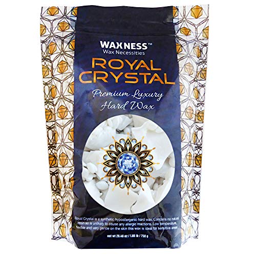 Waxness Royal Crystal Hard Wax Beads 1.65 lb (750 g) ? Premium Rosin-Free Stripless Wax with Crystal Formula for Sensitive Areas, Professional Use ? Made in Italy