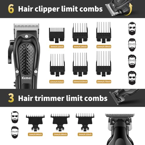 KEMEI 3-in-1 Hair Clipper, Beard Trimmer & Foil Shaver Kit