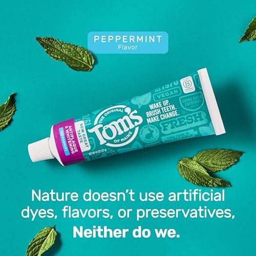 Tom's of Maine Fluoride-Free Whitening Toothpaste, Peppermint 2-Pack (5.5 oz)