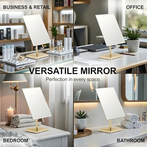 Mirrorvana Gold Large Free Standing Frameless Mirror 9.8 x 7 Inches