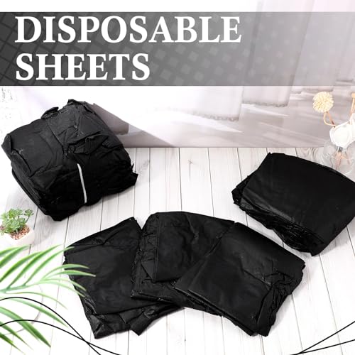 Buryeah 50 Pcs Massage Table Sheets 39 x 87 Inch Disposable Fitted Bed Sheets Thickened Spa Bed Covers Soft Non Woven Massage Table Cover for Spa Salon Body Facial Beauty(Black)