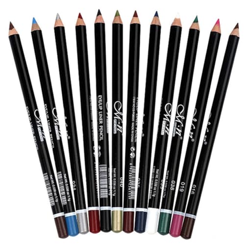 12-Color Waterproof Eyeliner Pencil Set