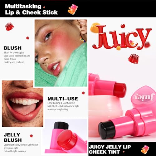 Multi-Use Cooling Water Jelly Blush, Juicy Love Blush, 3-In-1 Cheek Tint & Eyeshadow & Lip Tinted, Long-Lasting Moisture Creates A Moist Watercolor Effect-1,000+ Swipes Per Stick (#03)