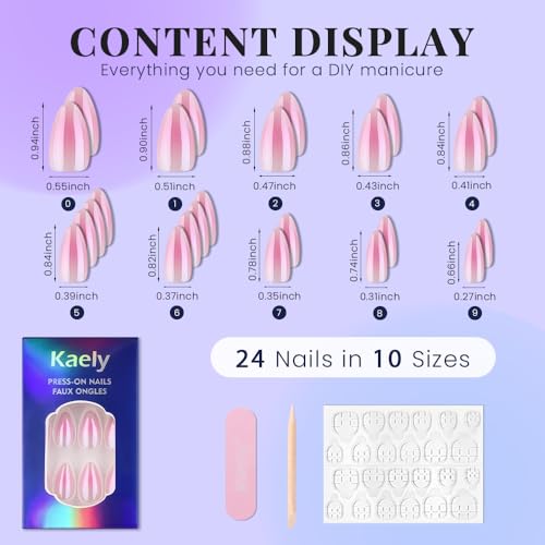evpct Baby Pink Glazed Almond Short Press-On Nails with Ombre Design