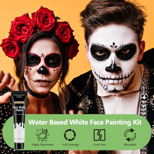 3-Pack White Face Paint Tube Kit, 0.7 fl oz Each