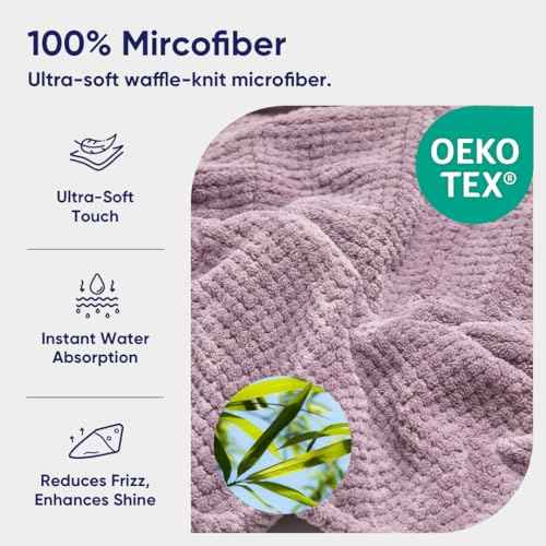 Vesta Hair Towel Wrap Set, Ultra Absorbent Waffle-Knit Microfiber, Quick-Dry, Shine & Frizz Control, Ideal for All Hair Types - Set of 2