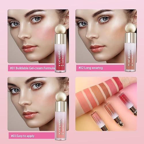UCANBE Liquid Blush Set - 3 Shades Cream Blush for All Skin Types