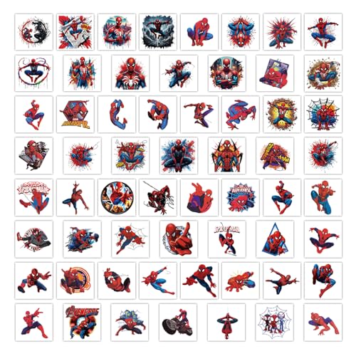 60Pcs Cartoon Spider Temporary Tattoos for Kids & Teens