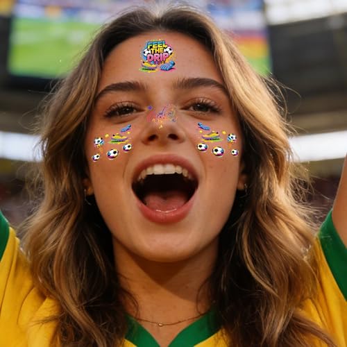 Soccer Temporary Tattoos 24 Sheets - Waterproof Game Day Face Stickers