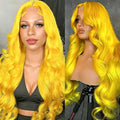 Yellow Lace Front Wig Human Hair 13x6 Body Wave 22"