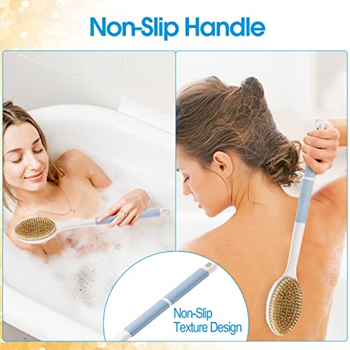 Dual-Sided Back Scrubber Shower Brush with Long Handle & Anti-Slip Grip