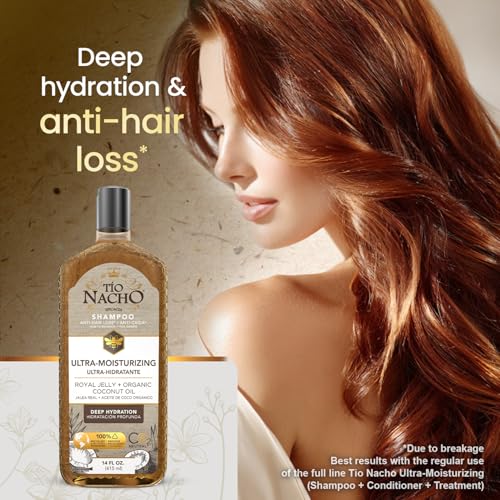 T?o Nacho Ultra-Moisturizing Frizz Control Shampoo with Organic Coconut Oil and Royal Jelly, Deep Hydration, Gentle Formula with Natural Botanical Extracts, Anti Hair Loss Shampoo, 14 fl oz- 3 Pack