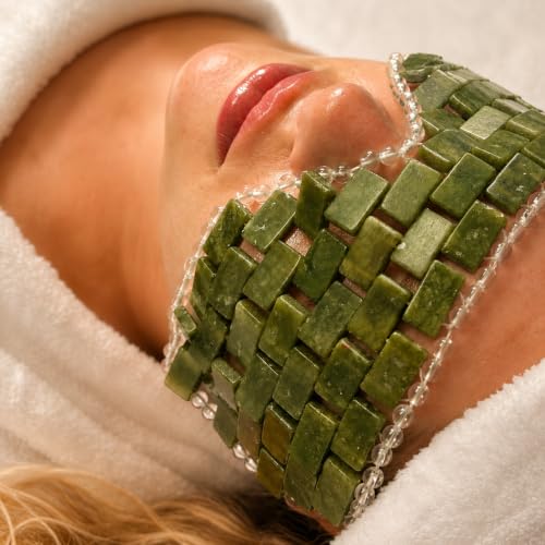 Boho Aromatic Jade Eye Mask for Puffy Eyes & Relaxation - Natural Cooling Stone Spa Mask