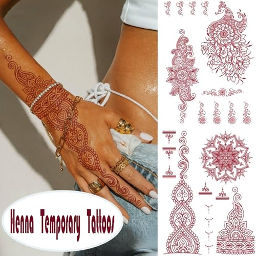 Henna Temporary Tattoo Stickers 12 Sheets Indian Mandala