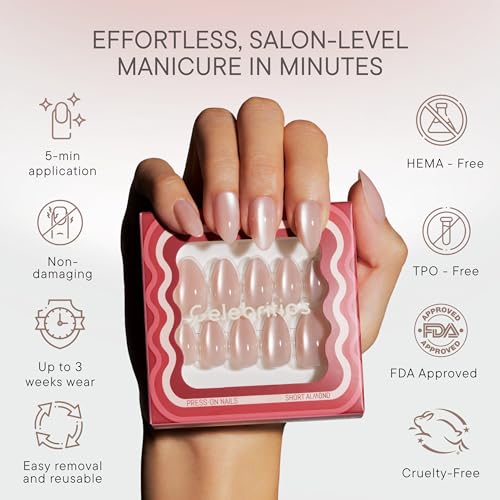 Celebritips Short Almond Press-On Nails | 16 Sizes, 32 Nails Kit