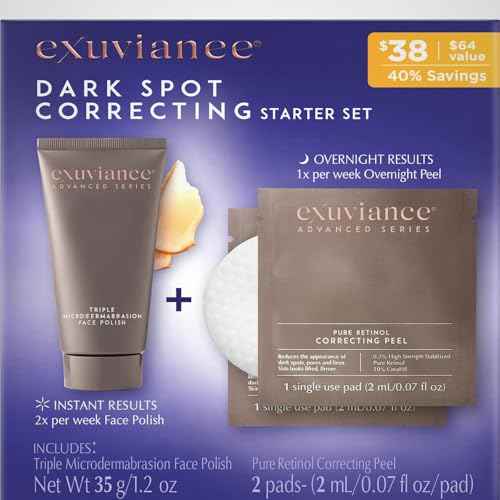 EXUVIANCE Dark Spot Correcting Starter Set (35g Triple Microdermabrasion Face Polish/2 pads Pure Retinol Corecting Peel)