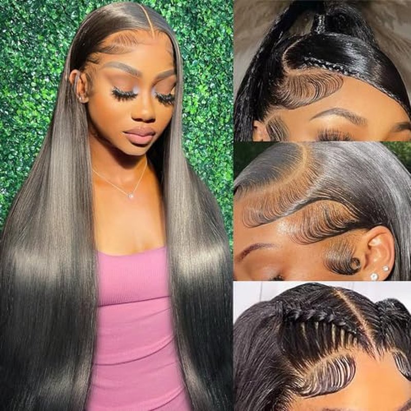 UKOWN 13x6 Lace Front Wig - 28 Inch Straight Human Hair, 200 Density