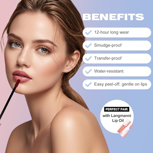 LANGMANNI Peel Off Lip Liner Set - Waterproof Matte, 3 Shades