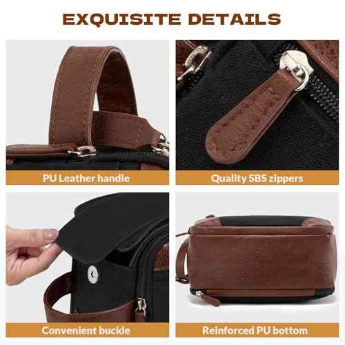 Travel Toiletry Bag for Men - Canvas Toiletries Bag with Multiple Pockets Large Hanging Travel Kit Bag for Toiletries Essentials Accessories - Black