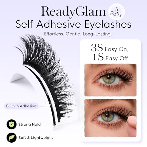 BEYELIAN Self Adhesive Eyelashes - Natural Cat Eye Lashes, 5 Pairs