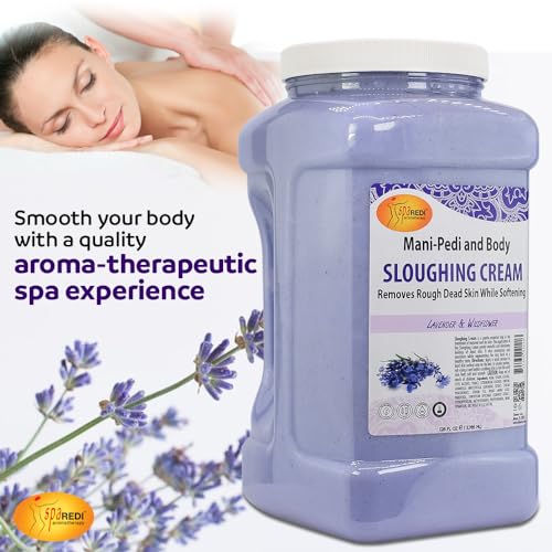 SPA REDI - Foot Cream, Sloughing Lotion, Lavender and Wildflower 128 Oz - Pedicure Massage Foot Care for Dry Cracked Feet, Scrub Gently, Exfoliating