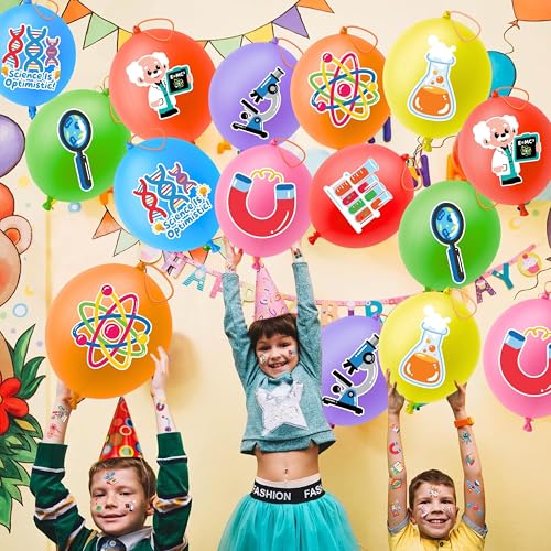 Science Party Favors Set - 72 Pc with Tattoos & Balloons