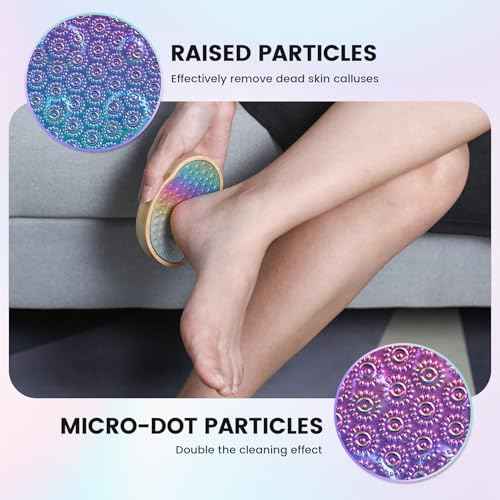 BEZOX Stainless Steel Pedi Egg Foot File Callus Remover for Dry and Wet Feet, Smooth Rough Skin, Plastic-Free Pedicure Tool Pumice Stone, Washable Foot Scrubber for Cracked Heels - Rainbow