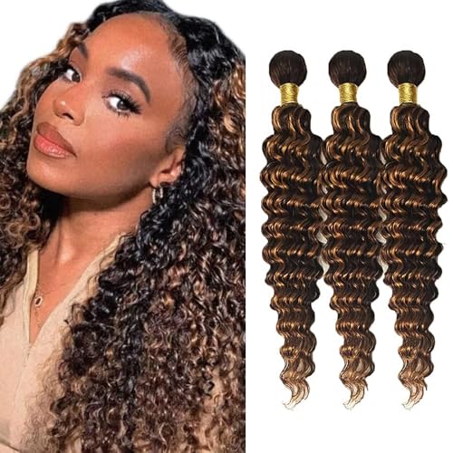 Freiuoke 4/30 Deep Wave Human Hair Bundles - 24, 26, 28 Inch