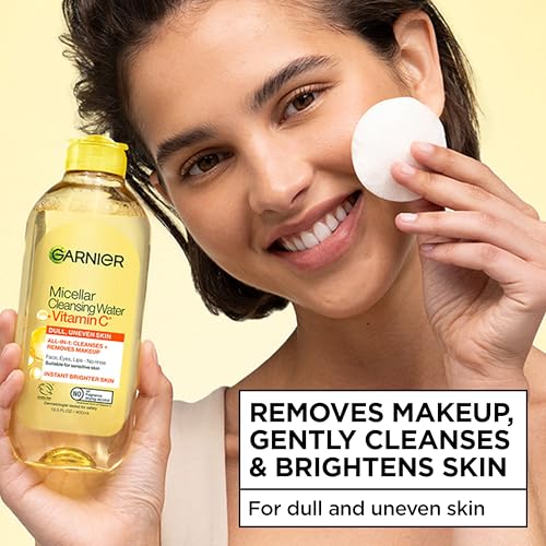 Garnier Micellar Water with Vitamin C - Facial Cleanser & Makeup Remover, 13.5 Fl Oz
