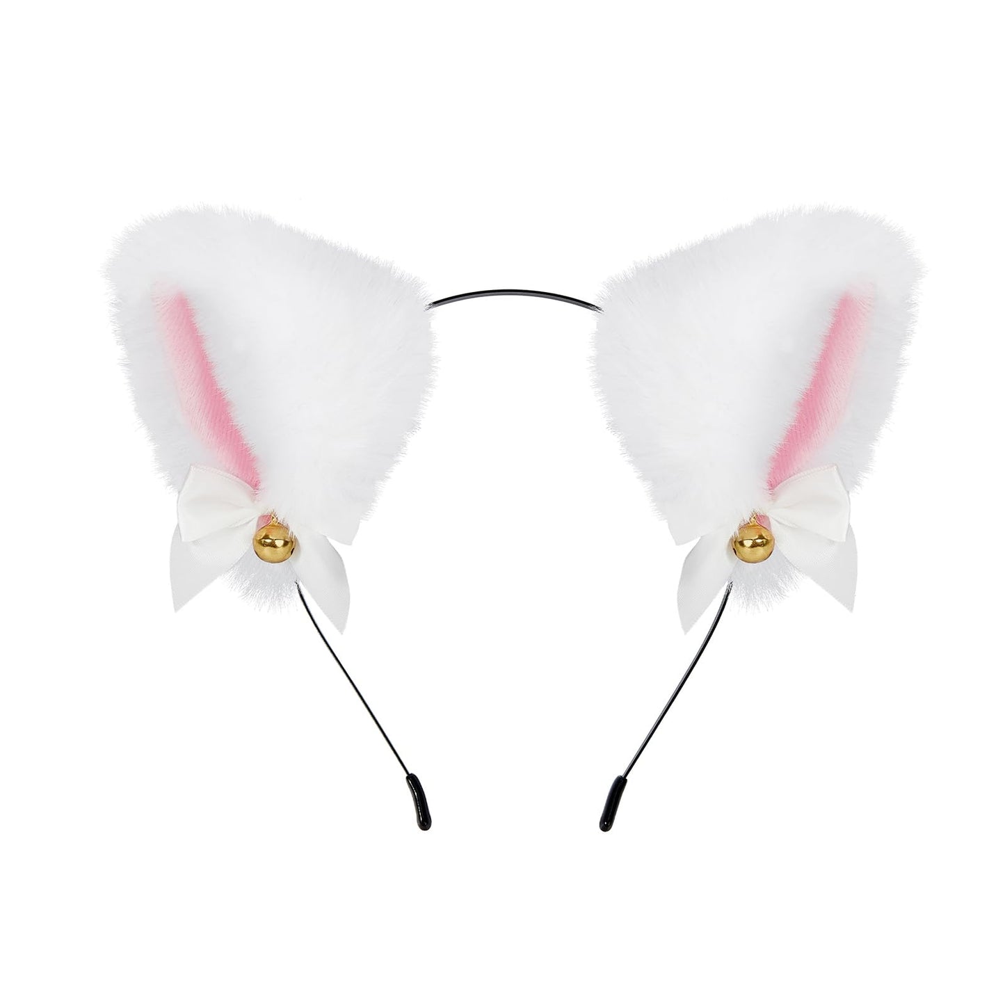 American Trends Cat Ears Headband for Girl Plush Furry Ears Costume Halloween Party Women Hair Cosplay Accessory Headbands White