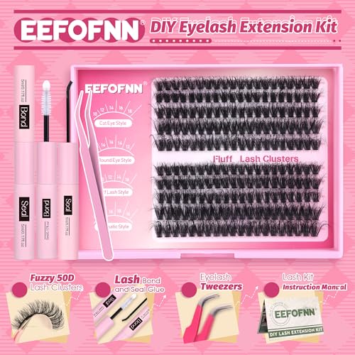 DIY Cluster Lash Extension Kit - 200pcs 50D Wispy Lashes 10-18MM