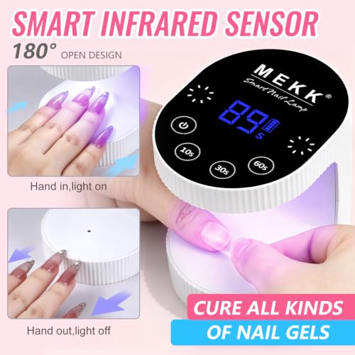 MEKK 24W Cordless UV LED Nail Lamp - White, Fast Curing Gel Nails