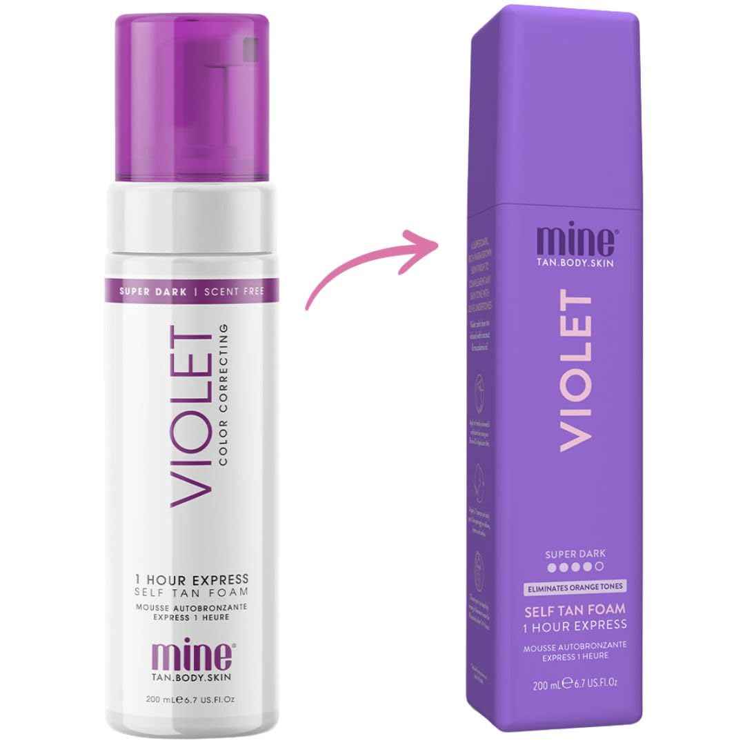 Minetan Violet Self Tanning Foam | Color Base Tan Collection - Rich Dark Brown Bronze Glow, 1 Hour Instant Express, Face & Body Fake Sunless Tanner Mousse, For All Skintones, 6.7 Fl Oz