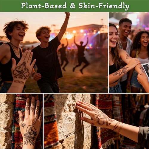 80 Pcs Temporary Tattoo Kit with Stencils & Cones