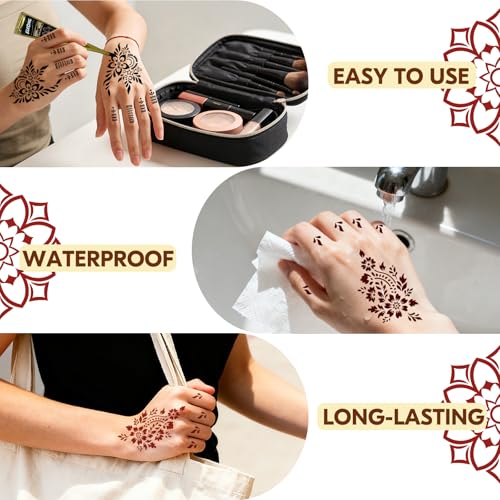 Henna Tattoo Stencil Kit with 136 Stencils & 6 Inks