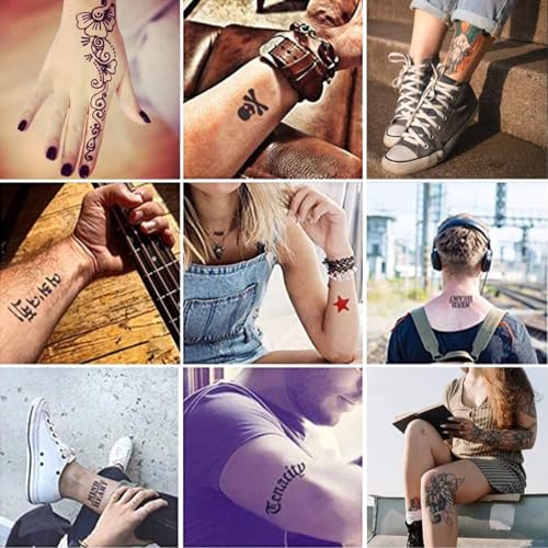 Temporary Tattoo Kit with 6 Ink Bottles & 64 Stencils