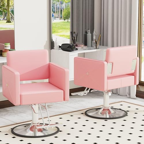 LOUVIXA Barber Chair Height Adjustable Hydraulic Salon Chair Pink