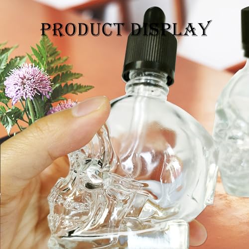 2oz Skull Glass Dropper Bottles Set - Leakproof Essential Oil Storage
