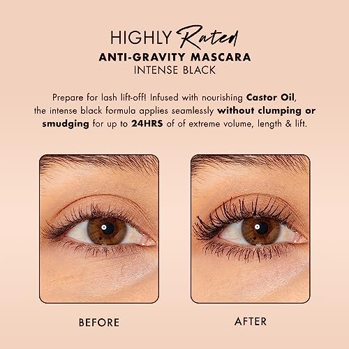 Milani Highly Rated Anti-Gravity BLACK Mascara with Castor Oil and Molded Hourglass Shaped Brush - 1 Pack