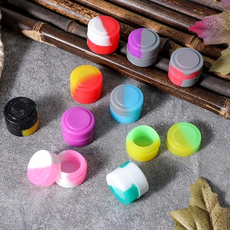 100 Pieces Silicone Wax Containers Non Stick Silicone Wax Containers Multi Use Storage Jars Oil Concentrate Bottles for Home Kitchen Travel, Assorted Colors (2 ml)